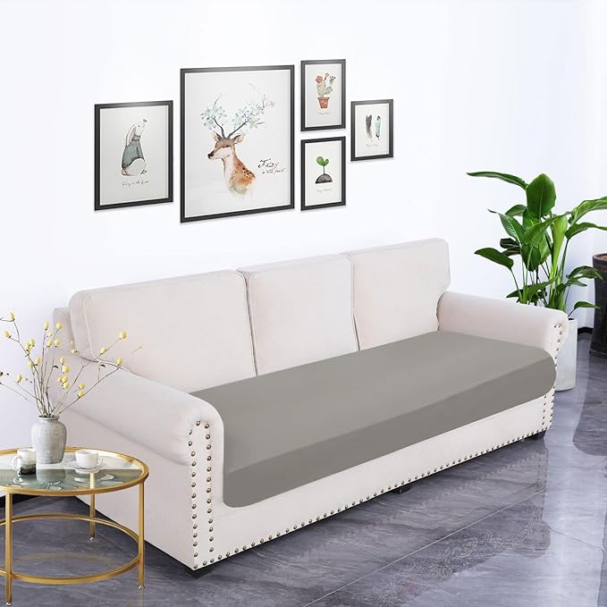 hyha Waterproof Couch Cushion Covers, Stretch Sofa Couch Seat Slipcover for Dog Washable, Non-Slip Waterproof Outdoor Cushion Covers for Patio Furniture Replacement (1 Piece for Large, Khaki)