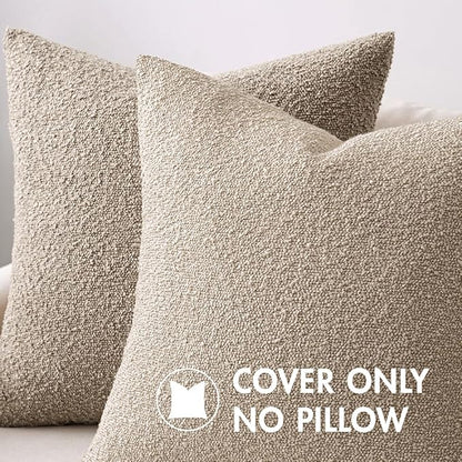 MIULEE Textured Boucle Throw Pillow Cover Neutral Accent Solid Lumbar Pillow Case Decorative Soft Pack of 1 Couch Cushion Chair Sofa Bedroom Livingroom Home Decor,12x20 Inch