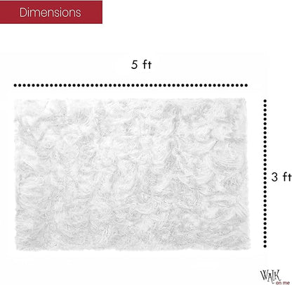 Silky Soft Faux Fur Rug, 3 ft. x 5 ft. White Fluffy Rug, Sheepskin Area Rug, Rectangle Rug for Living Room, Bedroom, Kid's Room, or Nursery, Home Décor Accent, Machine Washable with Non-Slip Backing