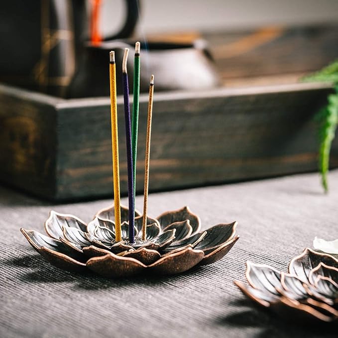 2 Pack Lotus Shaped Incense Plate, Sandalwood Burner, Stick Censer Household Yoga Studios Buddhism Nasturtium Incense Line Holder