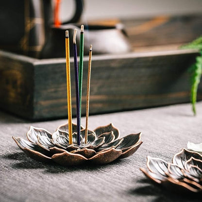 2 Pack Lotus Shaped Incense Plate, Sandalwood Burner, Stick Censer Household Yoga Studios Buddhism Nasturtium Incense Line Holder