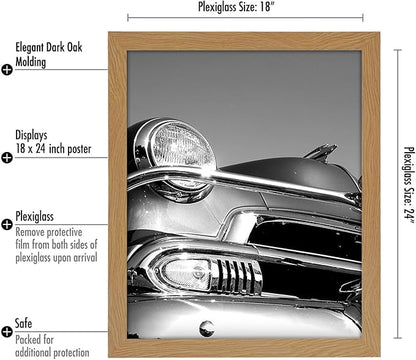 Americanflat 18x24 Poster Frame with Polished Plexiglass - Wide Picture Frames Made of Engineered Wood for Vertical or Horizontal Wall Display - Epic Collection - Dark Oak