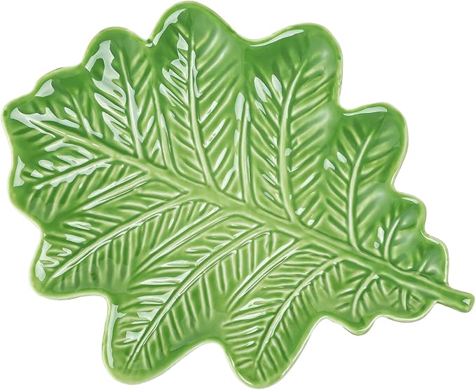 Ceramic Jewelry Tray Trinket Dish, Jewelry Dish for Women, Oak Leaf Ceramic Plate, Ring Dish Holder for Earrings Necklace Organizer, Mother's Day Christmas Birthday Gift
