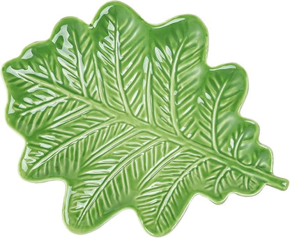 Ceramic Jewelry Tray Trinket Dish, Jewelry Dish for Women, Oak Leaf Ceramic Plate, Ring Dish Holder for Earrings Necklace Organizer, Mother's Day Christmas Birthday Gift