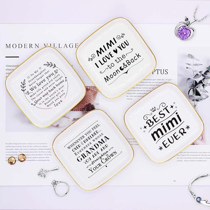 Mimi Ring Dish Jewelry Tray, I Love You to The Moon and Back Gifts for Mimi Birthday Christmas