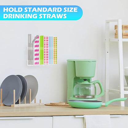 Cabinet Straw Holder,Acrylic Straw Organizer,Straws Dispense for Kitchen Counter and Cabinet Door（Transparent）