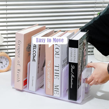 BAYTORY 2Pcs Acrylic File Holder Purse Organizer, Sturdy Desktop File Sorter Organizer, Binder Shelf for Office Desk Kitchen Shelf Closet (Purple)