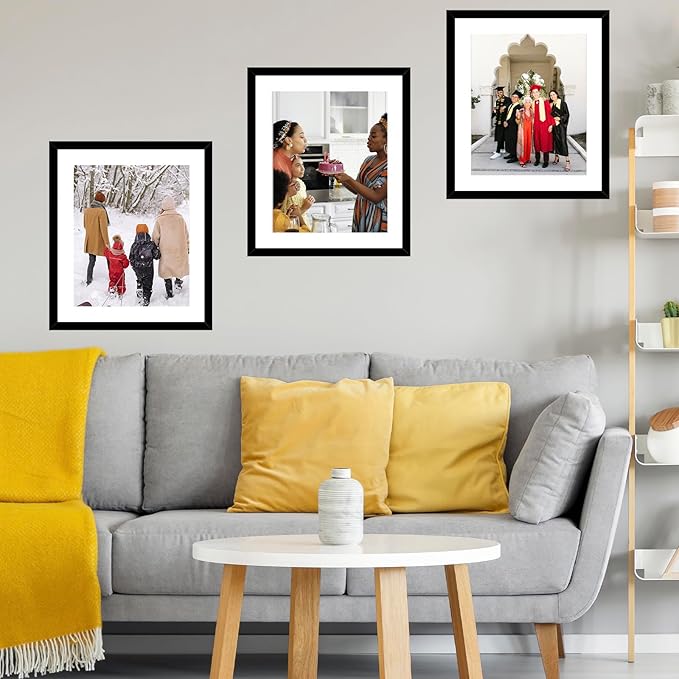 20x25 Picture Frame with 16x20 Mat Set of 2, Display Photo 16x20 with Mat or 20 x 25 Without Mat, Wall Hanging Large 20 by 25 Poster Frame with Plexiglass, 2 Pack, Black