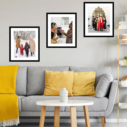 20x25 Picture Frame with 16x20 Mat Set of 2, Display Photo 16x20 with Mat or 20 x 25 Without Mat, Wall Hanging Large 20 by 25 Poster Frame with Plexiglass, 2 Pack, Black
