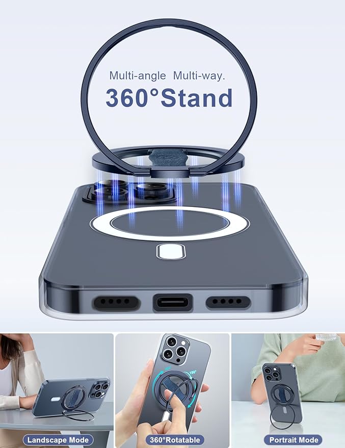 EWA MagOne 3rd Gen [Compatible with MagSafe] Phone Grip Stand with Finger Strap, Removable Magnetic Ring Holder Kickstand Loop for iPhone 17,16,15,14,13,12 Series-(Blue)