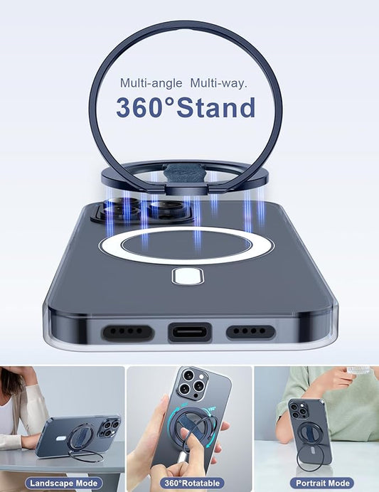 EWA MagOne 3rd Gen [Compatible with MagSafe] Phone Grip Stand with Finger Strap, Removable Magnetic Ring Holder Kickstand Loop for iPhone 17,16,15,14,13,12 Series-(Blue)