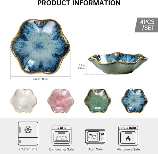 UNICASA Ceramic Lotus Jewelry Dish Set of 4, Decorative Jewelry Trays Set, 4.25 inch Trinket Dish - for Necklace, Ring, Watch Keys, Bracelet, Earrings, Mother's Day, Christmas, Wedding for Women