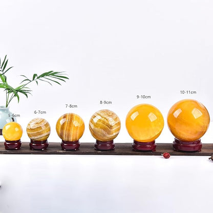 JIC Gem Extra Large Yellow Fluorite Crystal Sphere,Decorative Crystal Ball Yellow Gemstone Sphere for Meditation,Office Table Decorations 100-110mm