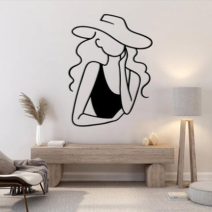 Metal Minimalist Abstract Woman Wall Art, Metal Woman Wall Art, Modern Wall Mount, Line Art Home Sculpture, Minimalist Room Decor, Women's Bedroom Decor, Gift for Women (Black, 24"x18"/60x45cm)