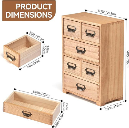 KIRIGEN Wooden Storage Cabinet Organizer Desktop Storage Drawers for Home Office Supplies Natural(4D6CG-NA)