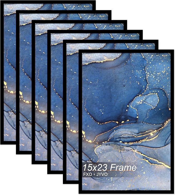 15x23 Picture Frame Set of 6, Black Frame for 15 x 23 Inch Picture Poster Photo, Light Weight and High Transparent 15 by 23 Frame for Wall - 6 Pack/Black/15 x23