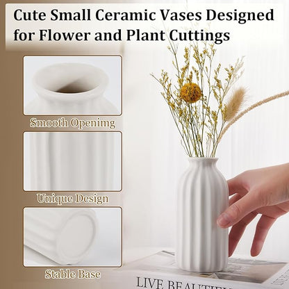 Ceramic Bud Vases, Set of 24 White Vases for Centerpieces Small VAses for Flowers Mini Ceramic Vase for Pampas Grass Vase Bulk for Wedding Table Centerpieces Decoration Boho Home Decor DIY Gift