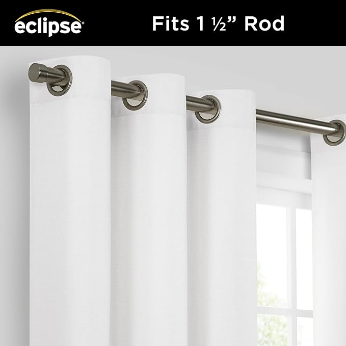 Eclipse Extra Wide Grommet Curtain, Kendall Sliding Patio Door Curtain Panel, Solid Textured Thermal Insulated and Noise Reducing Curtains, (1 Panel), 84 in Long x 100 in Wide, White