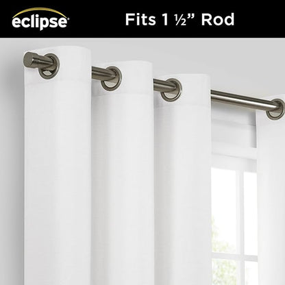 Eclipse Extra Wide Grommet Curtain, Kendall Sliding Patio Door Curtain Panel, Solid Textured Thermal Insulated and Noise Reducing Curtains, (1 Panel), 84 in Long x 100 in Wide, White