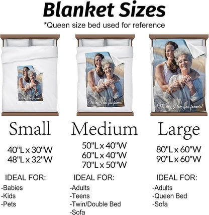 Mom Gfits Personalized Gifts from Daughter Custom Blankets with Photos and Text Multiple Colors Sizes Soft Flannel Gifts for Women Birthday Gifts for Mom