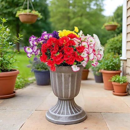 Artificial Silk Flowers for Outdoor Decoration,12 Bundles Faux Flowers Colorful Morning Glory with Eucalyptus Fake Plants Greenery UV Resistant for Outside Front Door Planter Porch Patio Yard