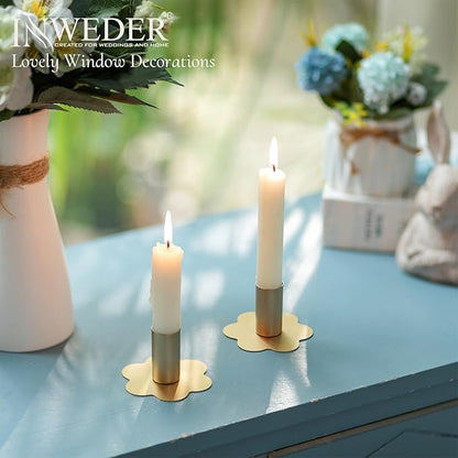 Candlestick Holders Taper Candle Holders: 6Pcs Gold Candlestick Holder Table Brass Candlestick Holders Candle Sticks Holder Decor Home Flower Candle Holder Wedding Cute Small Candle Holders