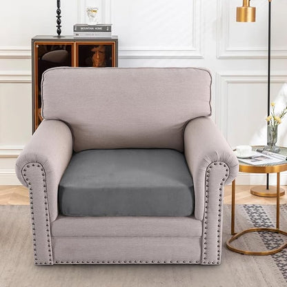 H.VERSAILTEX Chair Cushion Cover Individual Couch Cushion Covers Stretch Couch Covers for Sofa Suede Sectional Couch Covers(1 Piece Chair Cover, Grey)