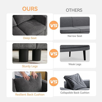 107”Modular Sectional Sofa Convertible U Shaped Sofa Couch Set with Storage for Living Room, Modern 6 Seater Modular Sectional Couch with Movable Ottoman, Chenille(Dark Grey)