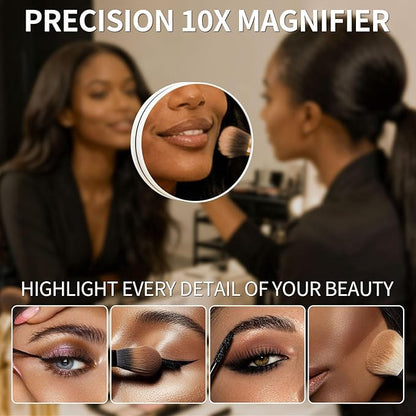 HNV 15"x13" Gold Vanity Mirror with Lights, Small LED Makeup Mirror for Desk, 3 Color Modes & Dimmable Touch Control, 360° Rotation Metal Frame, USB Plug-in Lighted Mirror for Bedroom, Dorm, Teen Gift