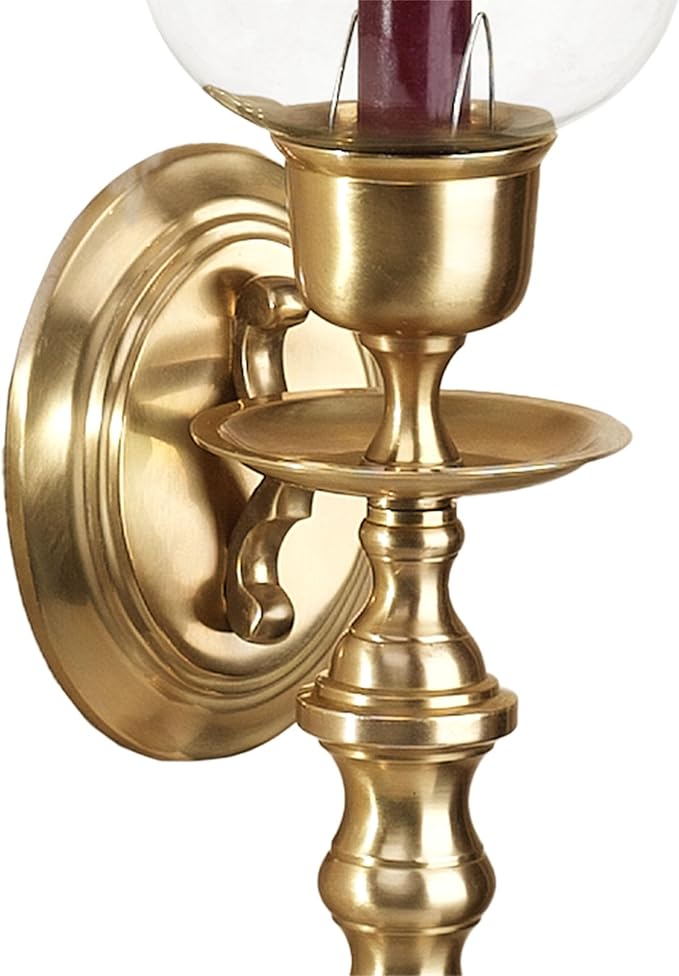 Touch of Class Solid Brass Daria Swirl Sconce Pair - Large Set of 2 - Hurricane Wall Candle Holders for Bedroom, Bathroom, Living Room, Foyer, Entryway