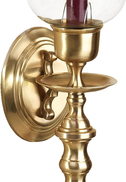 Touch of Class Solid Brass Daria Swirl Sconce Pair - Large Set of 2 - Hurricane Wall Candle Holders for Bedroom, Bathroom, Living Room, Foyer, Entryway