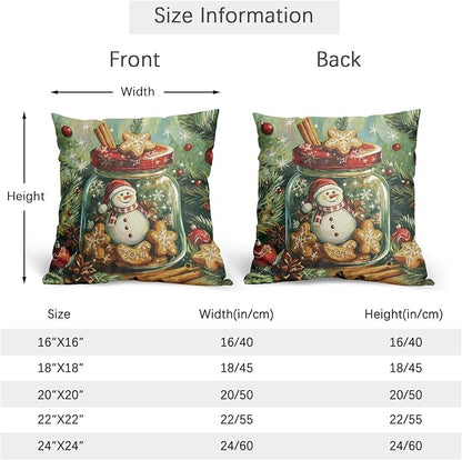 Christmas Pillow Covers 24x24 Set of 2 Green Snowman Throw Pillow Covers Winter Pillowcase Linen Decoration Farmhouse Snowflake Bell Cozy Soft Cushion Case Couch for Indoor Outdoor Home Decor