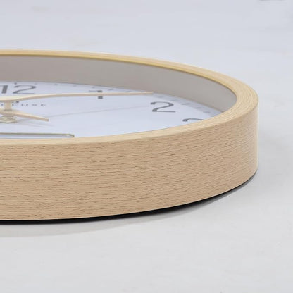Lafocuse 12 Inch Silent Beige Wall Clock with Time Day Date Temperature, Battery Operated Wall Clock Analog and Digital with Calendar for Kitchen Living Room Home Décor