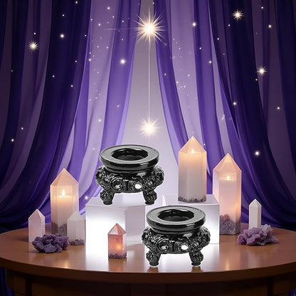 2Pcs Black Wooden Display Stand for Crystal Sphere Quartz Ball Holder Hollow Wood Stand Base for Sphere Globe Stone Decoration Display Pedestals Home Decor, Crystal Ball Stand