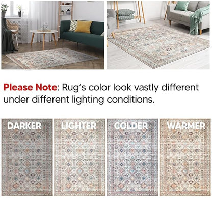 Keen Home Design 2x12 Rug - Machine Washable Runner Rug with Non-Slip Backing, Ideal for Hallway, Entryway, Kitchen, Laundry Room - Vintage, Easy Clean, Durable, Low Pile - (2'6" x 12')