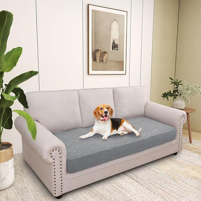 hyha Individual Couch Cushion Covers, Stretch Magic Sofa Seat Cushion Covers Washable, Dog Couch Sofa Slipcover for Pets, Kid with Elastic Bottom(Large, Grey)