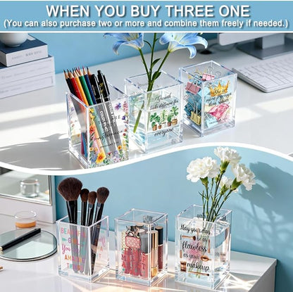 A Well-read Woman Is A Dangerous Creature Acrylic Pencil Holder Cup, Funny Floral Books Desk Organizer for Book Lover Bookish Bookworms Readers, Women Empowerment Gifts for Mom Sister BFF