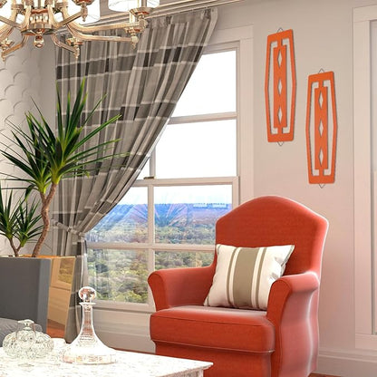 CroBlissful 2 Pcs Modern Mid Century Wall Art Wood Mid Century Elegance Decor Accents Abstract Wall Sculpture Geometric Panels for Interior Panel Art for Home Living Room(Orange)
