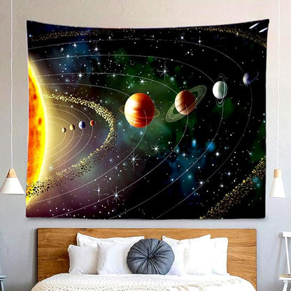 Solar System Planet Tapestry Cosmic Universe Space Stars Wall Hanging Decor Indian Mandala Bohemian Hippie Trippy Large Tapestry for Bedroom Living Room Dorm(80x60 Inch)