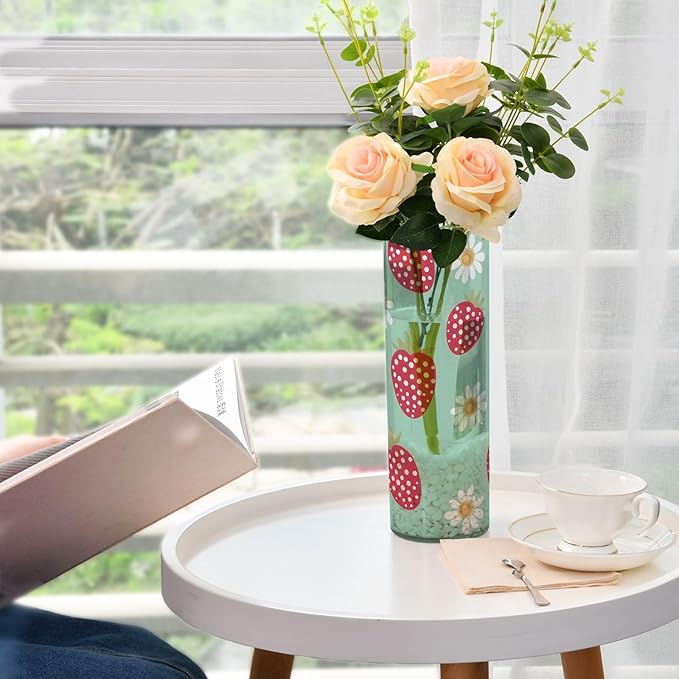 ALAZA Plant Abstract Strawberry Cartoon Pattern Flower Vases for Home Decor Kitchen Bedroom Living Room Bathroom Office Table Decorations