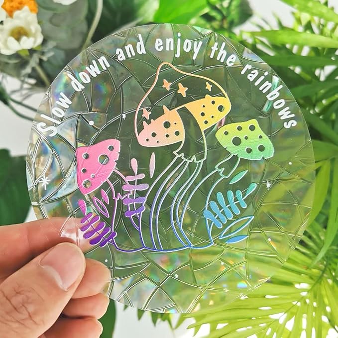 Olicard Suncatcher Sticker Indoor Rainbow Prism Film for Bedroom Decoration, Anti-Collision Window Decals for Bird Strikes, Sun Catchers, Rainbow Maker for Home Decor