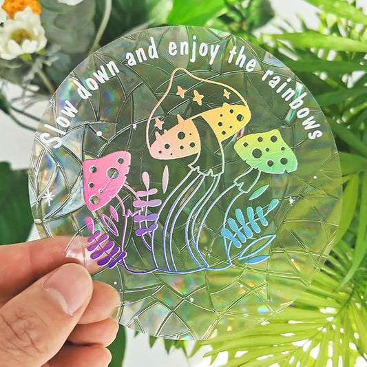 Olicard Suncatcher Sticker Indoor Rainbow Prism Film for Bedroom Decoration, Anti-Collision Window Decals for Bird Strikes, Sun Catchers, Rainbow Maker for Home Decor