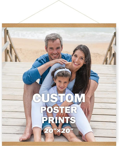 SZDHHH Custom Photo Prints with Magnetic Hanger Frame Canvas Poster Prints With Your Photos Personalized Hanging Poster Pictures Wall Art Decor Framed for Home Decor Gifts Keepsakes (20" Lx20 W)