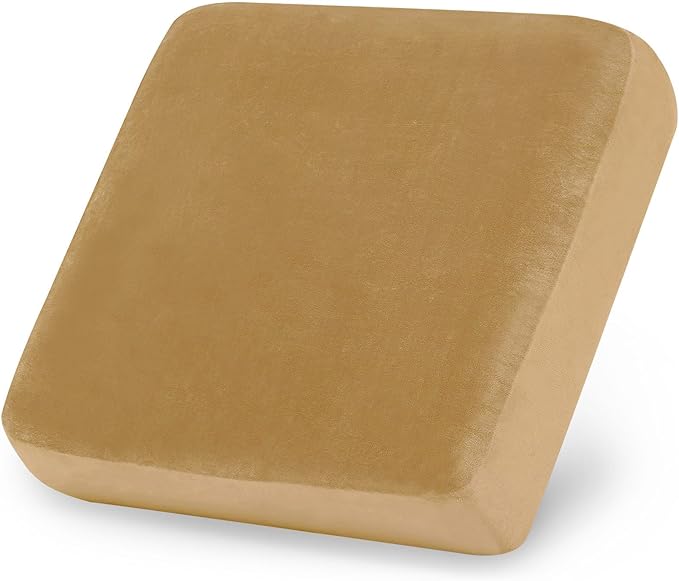 hyha Velvet Couch Cushion Covers, Soft Sofa Seat Covers for sectional Cushion Couch Washable, Magic Sofa Slipcover with Elastic Bottom, Non-Slip Furniture Protector for Pets, Kid(Small, Camel)
