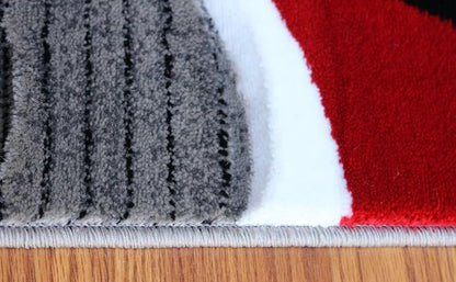 Masada Rugs, Sophia Collection Hand Carved Area Rug Modern Contemporary Red White Grey Black (8 Feet X 10 Feet)