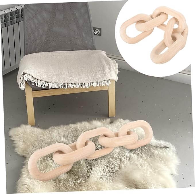 Wood Chain Link Decor Neutral Aesthetic Home Ornament for Living Room Bedroom and Office Display for Minimalist and Farmhouse Decor Natural Wood