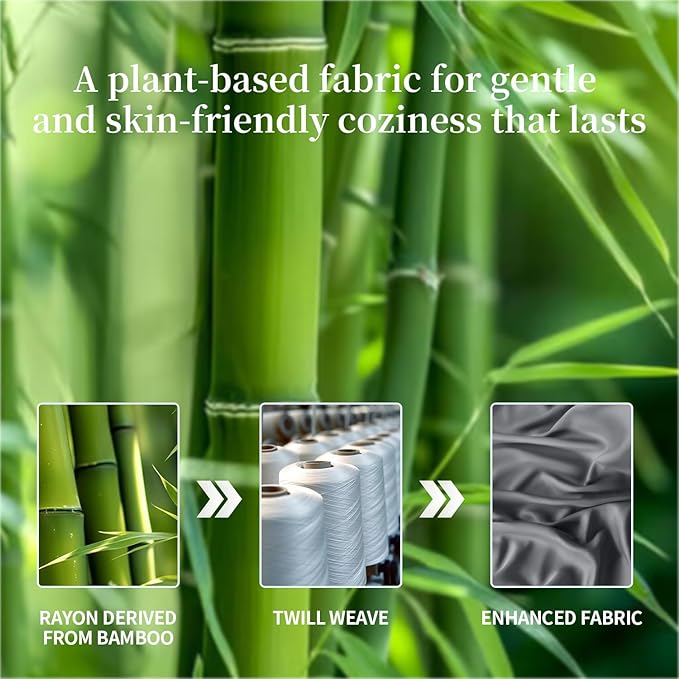 Shilucheng 100% Viscose Derived from Bamboo_ Sheets King Size 4pcs - Ultra Cooling & Silky Soft Bed Sheets, 16" Deep Pocket, Perfect for Hot Sleepers, Hotel Bedding Sheets (Dark Grey)