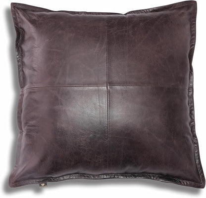 LL LEATHER LOVERS Lambskin Leather Pillow Cover - Sofa Cushion Case - Decorative Throw Covers for Living Room & Bedroom, 20x20 Inches - Dark Brown Box (01) Pack of 1