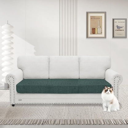 MAXIJIN Waterproof Couch Cushion Covers Stretch Sofa Seat Slipcovers Washable，Sectional Outdoor Cushion Covers with Elastic Bottom for Dogs Pets Kids (1 Pc Sofa Cushion Cover, Pea Green)