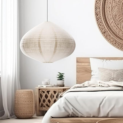 1PCS Hanging Lamp shade Oval 20INCH Blended Linen Pendant Lampshade Handmade Hanging Lantern Minimalist White Lamp Decorations Suitable for the Living room Hallway Bedroom and Kitchen